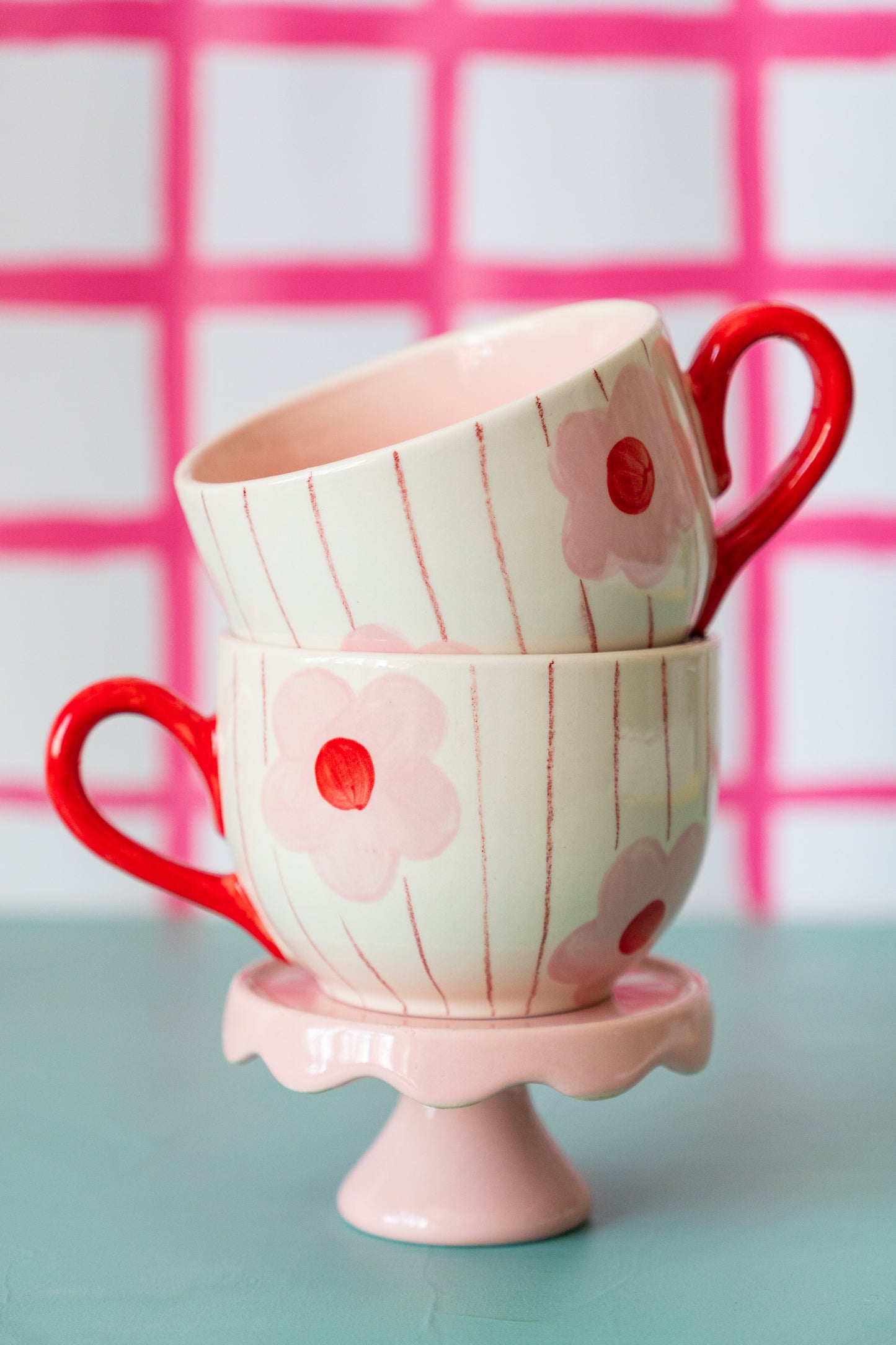 Taza Flores y Grafito Rosa