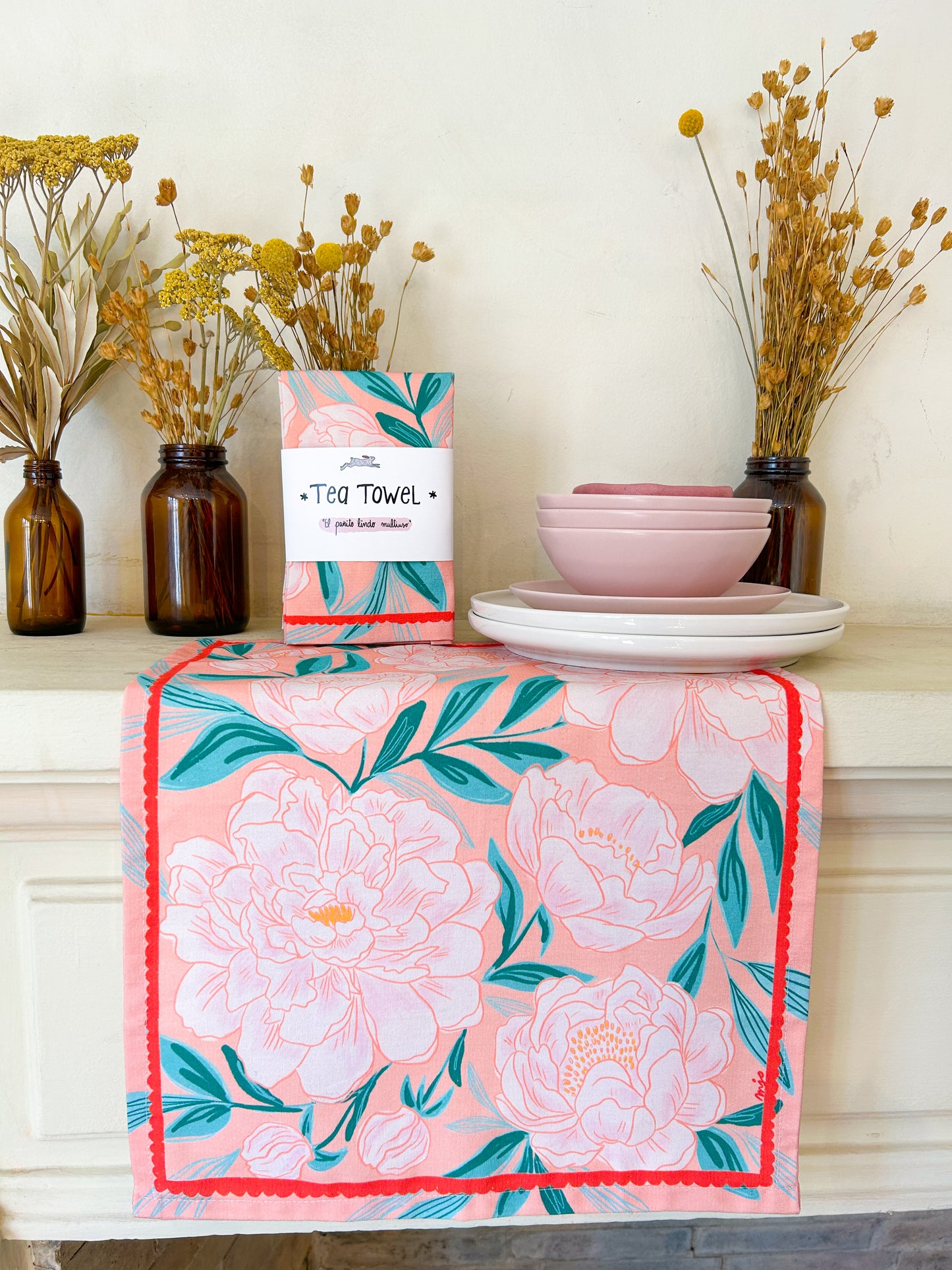 Tea Towel Peonías Rosa