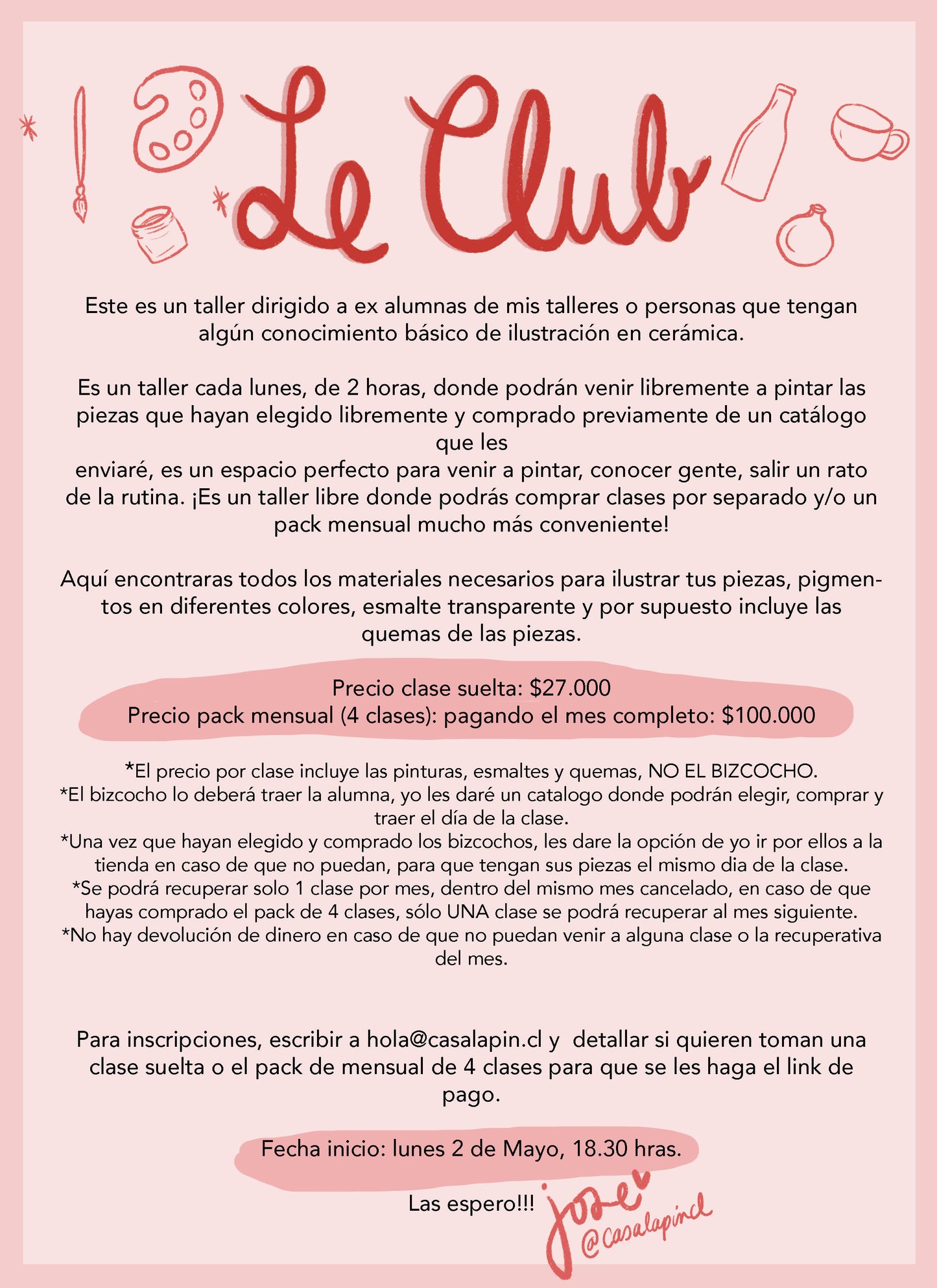 *EL CLUB*CLASE SUELTA/ Taller permanente ilustración en cerámica*