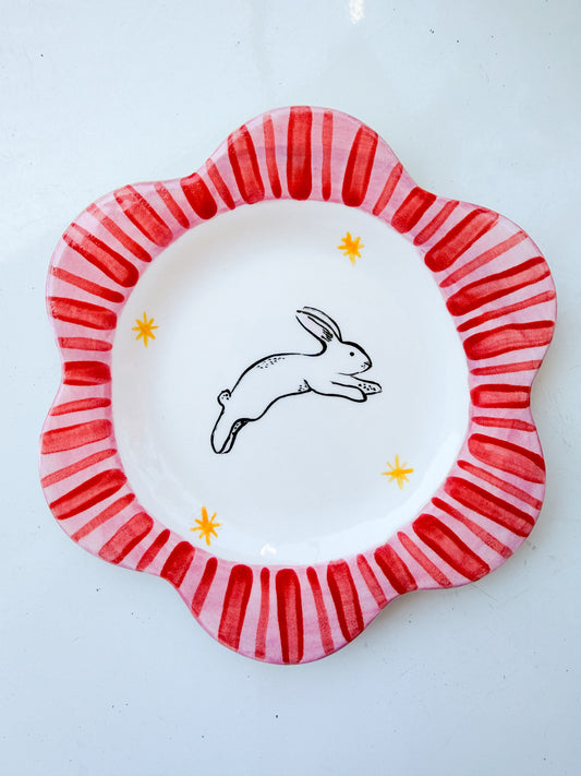 Plato L’amour rayas rosa y rojo